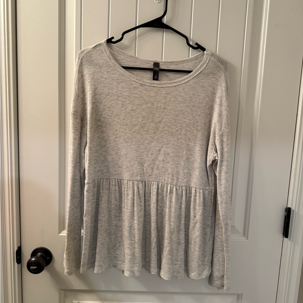 Gray Long Sleeve Women's Babydoll Top